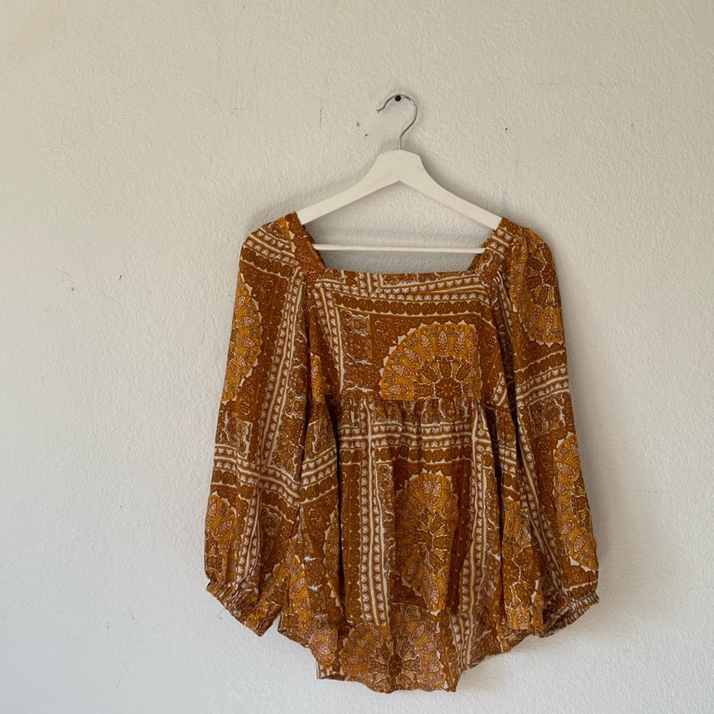 70s Style Brown Blouse